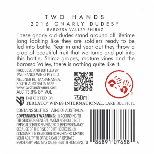 Two Hands Shiraz Gnarley Dudes Perspective: back