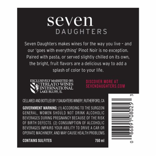 Seven Daughters Pinot Noir Perspective: back