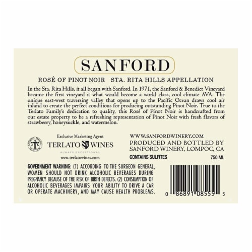 Sanford Rose of Pinot Noir Perspective: back