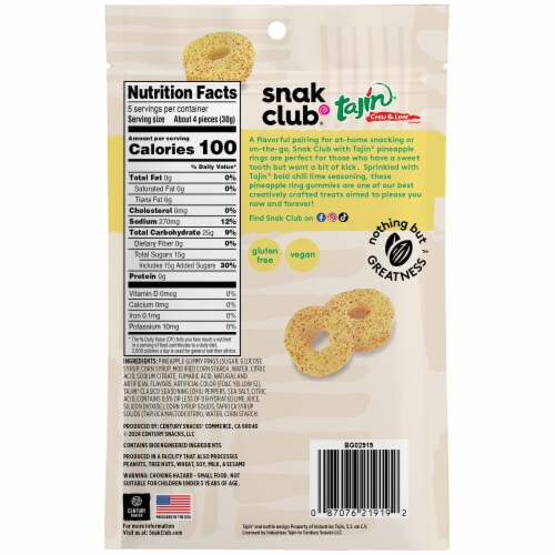 Snak Club® Tajin® Chili & Lime Pineapple Rings Perspective: back