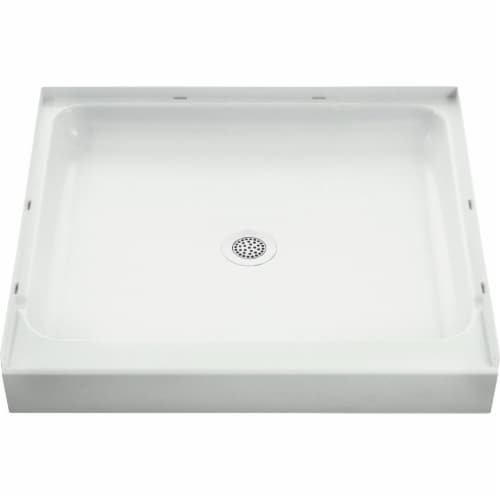 Sterling Ensemble 36 In. W x 34 In. D Center Drain Shower Floor & Base in White Perspective: back