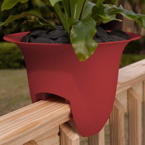 Bloem 7501596 12 in. Dia. Resin Planter, Burnt Red Perspective: back