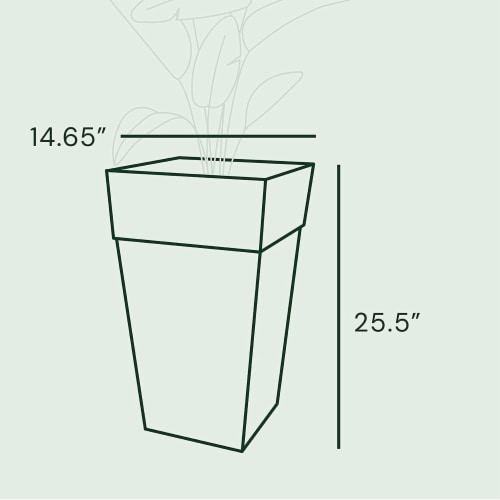 Bloem Tall Finley Square Recycled Plastic Planter, In/Outdoor Use, 9 Gal, Cement Grey, 25 Perspective: back