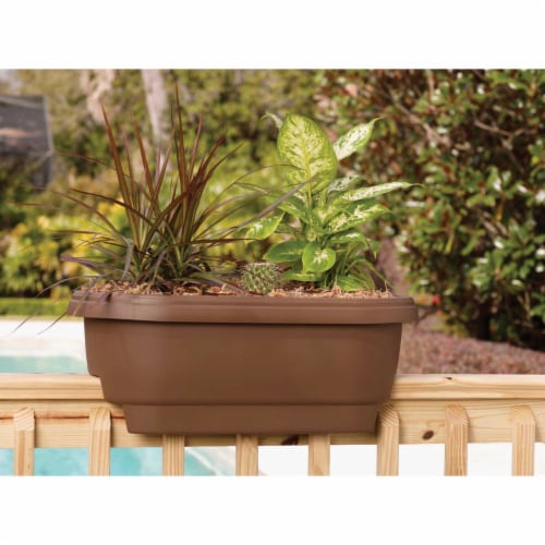 Fiskars 24 in. Clay Deck Rail Planter Perspective: back