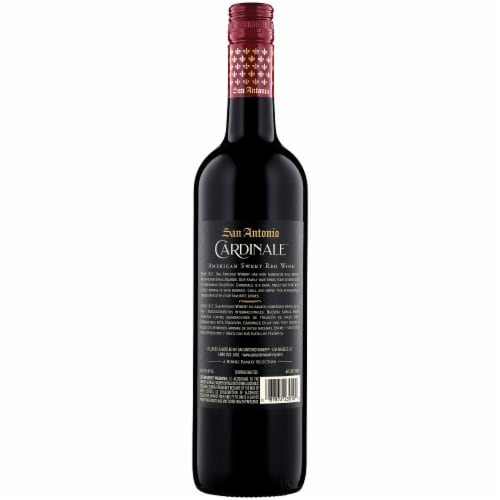 San Antonio Specialty Cardinale California Sweet Red Wine Perspective: back