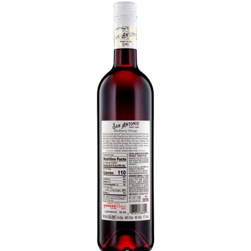 San Antonio Fruit Farm Blackberry Orange Italian Semi-Sweet Red Wine Perspective: back
