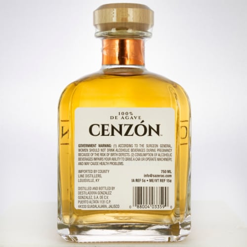 Cenzon 100% De Agave Reposado Tequila 80 Proof Perspective: back