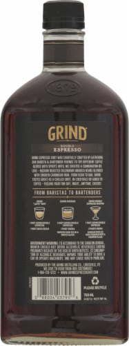 Grind Espresso Shot with Rum Ready to Drink Cocktail Single Bottle Perspective: back