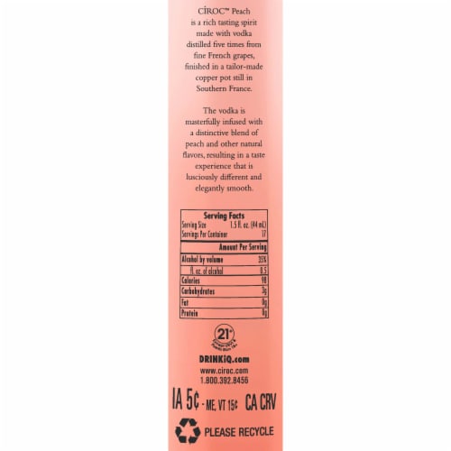 Ciroc Vodka Peach Perspective: back