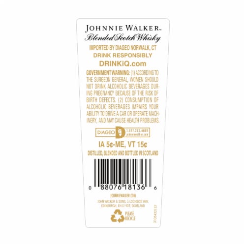 Johnnie Walker Aged 18 Years Blended Scotch Whisky Perspective: back