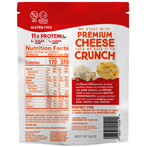 Whisps® Gluten-Free Asiago & Pepper Jack Cheese Crisps Perspective: back