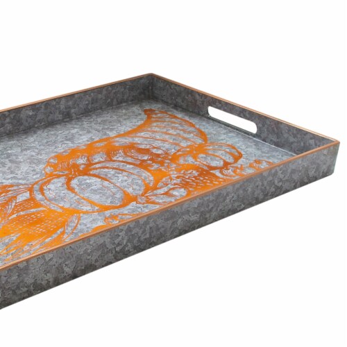 Cornucopia Silver Rectangular Serveware Tray 14X19 Perspective: back