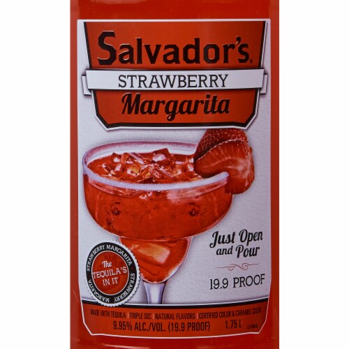 Salvador's Strawberry Margarita Ready to Drink Cocktail Single Bottle Perspective: back