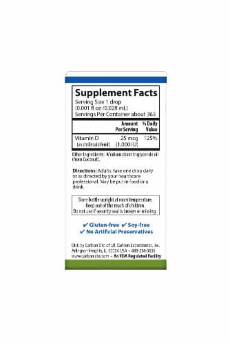 Carlson Super Daily D3 Dietary Supplement 1000 IU Perspective: back