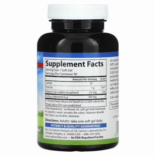 Carlson CoQ10 300 mg - 90 Soft Gels Perspective: back