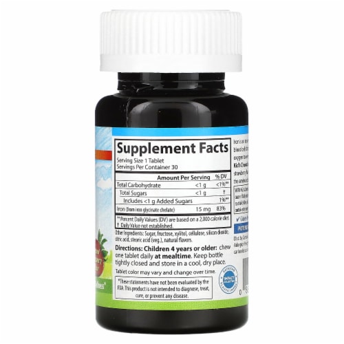 Carlson Kid's Chewable Iron Strawberry 15 mg - 30 Tablets Perspective: back
