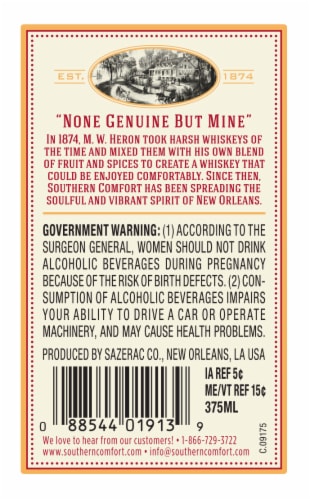 Southern Comfort Spirit Whiskey Perspective: back