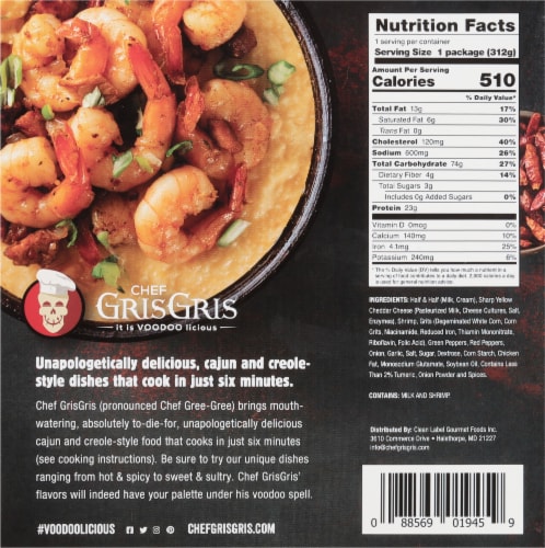 Chef Gris Gris Shrimp and Grits Frozen Meal Perspective: back