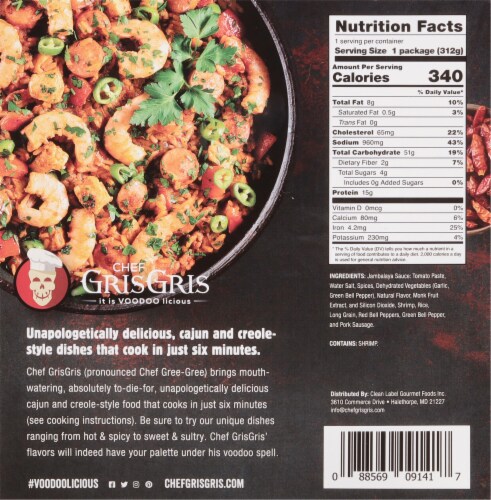 Chef Gris Gris Shrimp and Sosis Jambalaya Frozen Meal Perspective: back