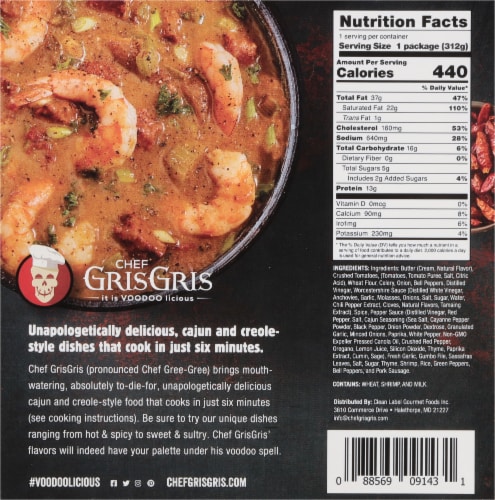 Chef Gris Gris Shrimp and Sosis Gumbo Soup Frozen Meal Perspective: back