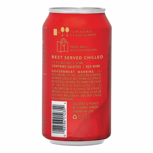 14 Hands Hot To Trot Smooth Red Blend Wine Can Perspective: back