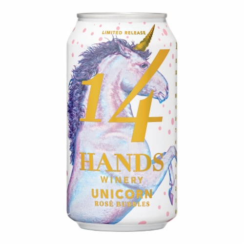 14 Hands Unicorn Rose Bubbles Sparkling Wine Spritzer Perspective: back