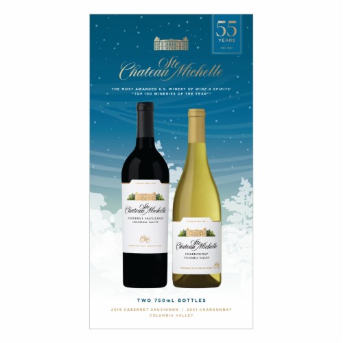 Chateau Ste Michelle Cabernet Sauvignon and Chardonnay Washington Red and White Wine Perspective: back