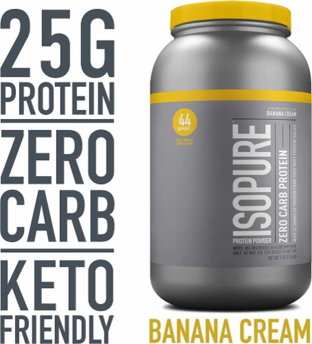 Isopure, Zero Carb 100% Whey Protein Isolate, 25g Protein Powder, Banana Cream, 3 lb Perspective: back