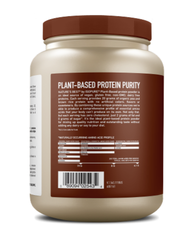Nature's Best Plant Based Vegan Chocolate Protein Powder Perspective: back