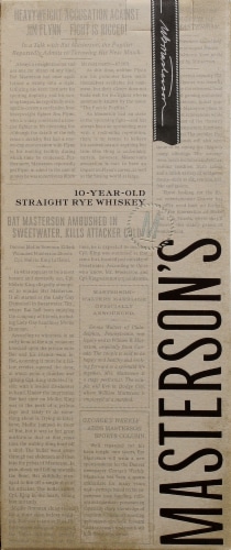 Masterson's 10-Year Old Straight Rye Whiskey Perspective: back