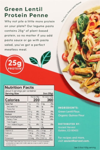 Ancient Harvest™ Plant-Based Green Lentil Penne Pasta Perspective: back