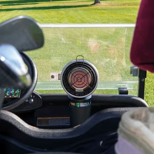 Mr. Heater MH4GC 4000 BTU Radiant Propane Portable Golf Cart Cup Holder Heater Perspective: back