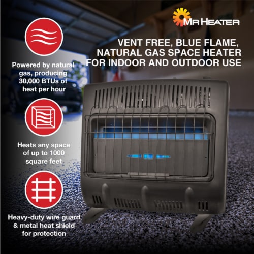 Mr Heater 30000 BTU Vent Free Blue Flame Natural Gas Indoor Outdoor Space Heater Perspective: back