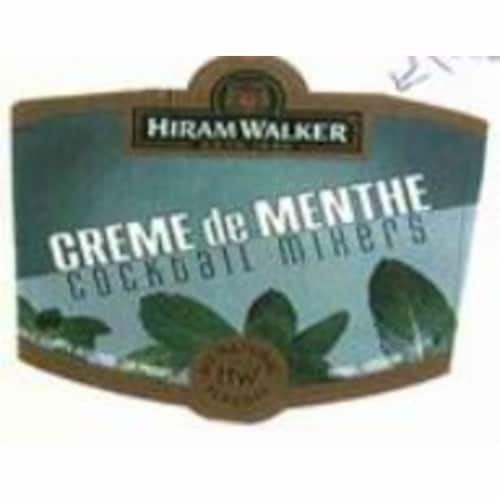 Hiram Walker White Mint Creme de Menthe Liqueur Perspective: back