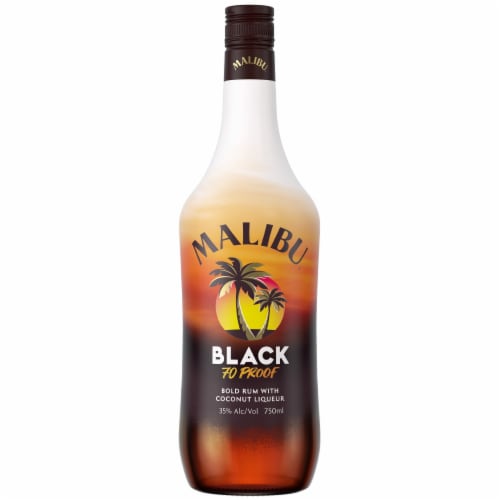 Malibu Black Coconut Flavored Rum Perspective: back
