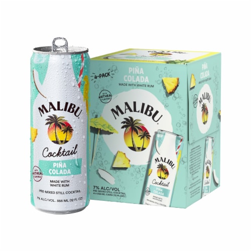 Malibu Pineapple & Coconut Pina Colada Ready To Drink Cocktail Can Perspective: back