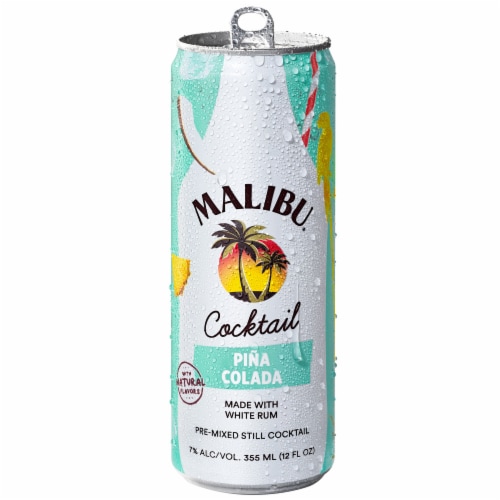 Malibu Pineapple & Coconut Pina Colada Cocktail Can Perspective: back