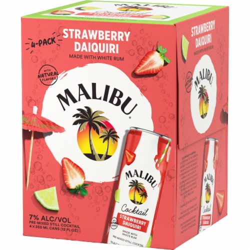 Malibu Strawberry Daiquiri Ready To Drink Cocktail Can Perspective: back