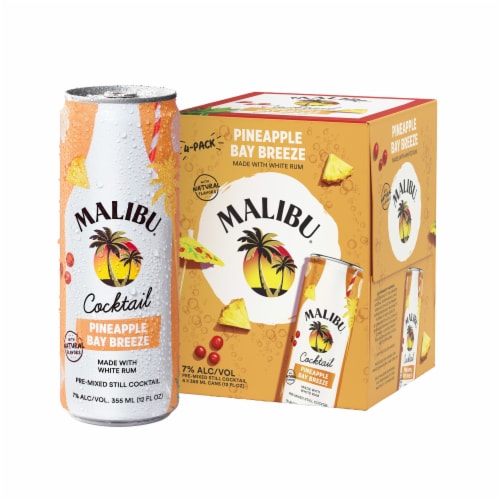 Malibu Pineapple Bay Breeze Ready To Drink Cocktail Can Perspective: back