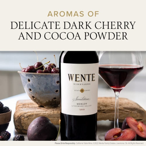 Wente Vineyards Sandstone Merlot California Red Wine Perspective: back