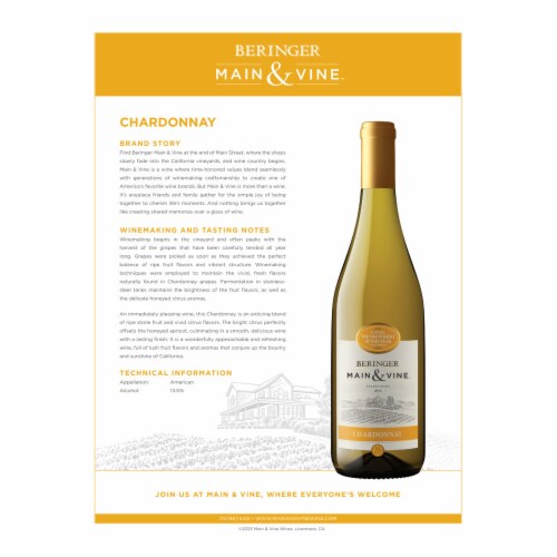 Beringer Main & Vine Chardonnay California White Wine Perspective: back