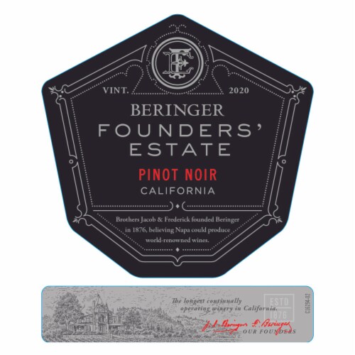 Beringer Founders' Estate Pinot Noir Red Wine Perspective: back