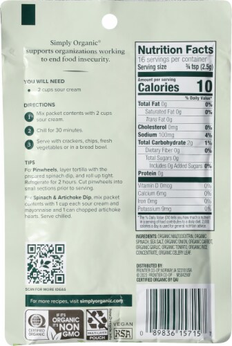 Simply Organic® Spinach Dip Mix Perspective: back