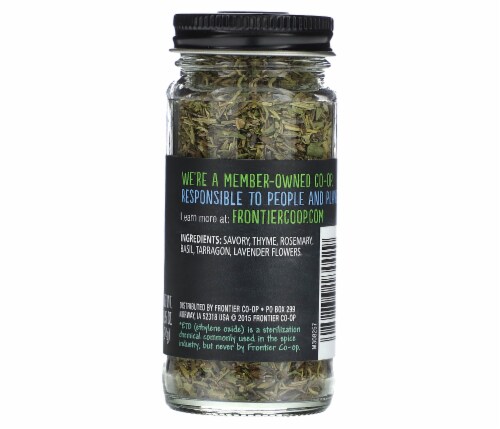 Frontier Herbes de Provence Seasoning Blend, 0.85 oz. Bottle (a) Perspective: back