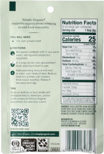 Simply Organic Southwest Taco Seasoning Perspective: back