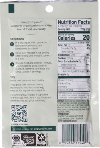 Simply Organic Roasted Chicken Gravy Mix Perspective: back