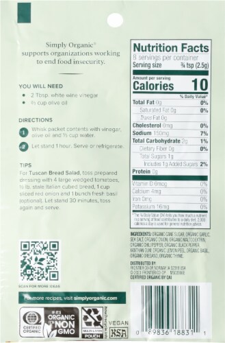 Simply Organic Italian Salad Dressing Mix Perspective: back