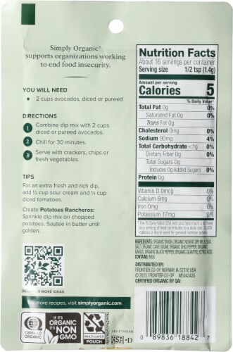 Simply Organic® Guacamole Dip Mix Perspective: back