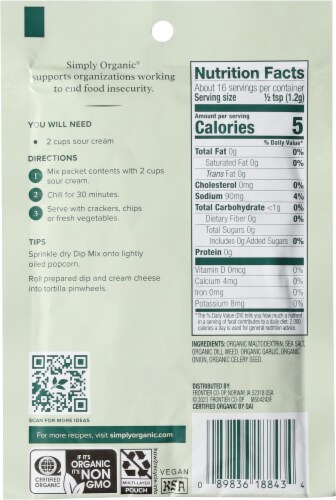 Simply Organic® Creamy Dill Dip Mix Perspective: back