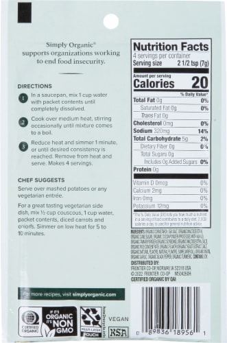 Simply Organic Vegetarian Brown Gravy Perspective: back
